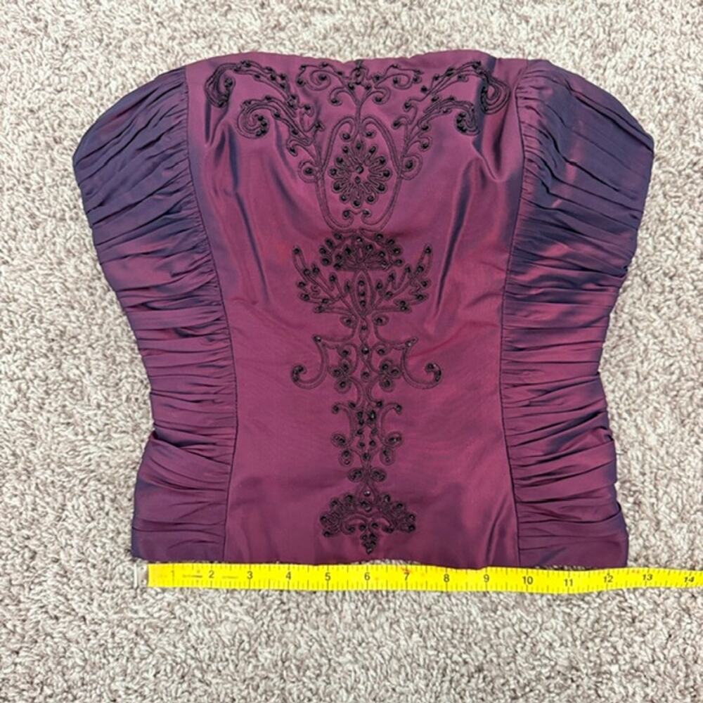 Badgley Mischka Bustier Women's Size 4 100% Silk Embellished Formal Wedding - Picture 9 of 11